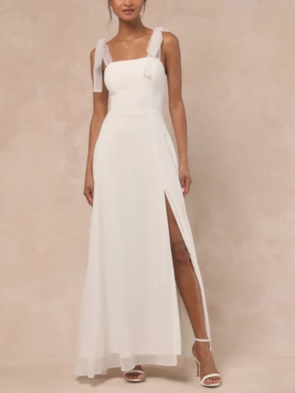Lulus - Radiant Romance White Tie-Strap Maxi Dress - SMALL